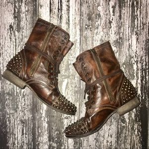 Steve Madden Tarnney Leather Lace Up Spiked Boots